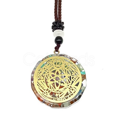 Orgonite Chakra Natural & Synthetic Mixed Stone Pendant Necklaces PZ4674-05-1