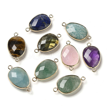 Natural Mixed Gemstone Faceted Connector Charms G-K354-02KCG-1
