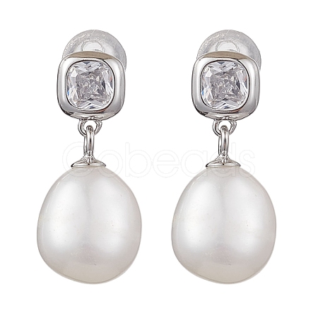 Natural Pearl Ear Studs EJEW-P286-11P-1