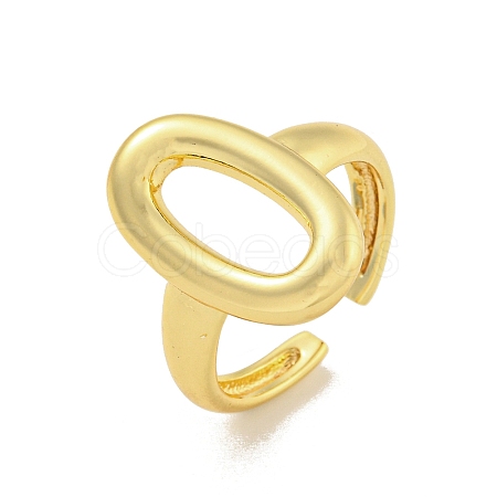 Rack Plated Brass Oval Open Cuff Ring for Women RJEW-Z039-05G-1