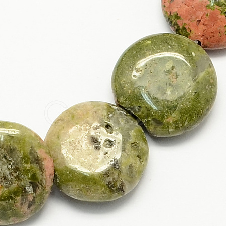 Natural Unakite Stone Beads Strands G-S110-12mm-07-1