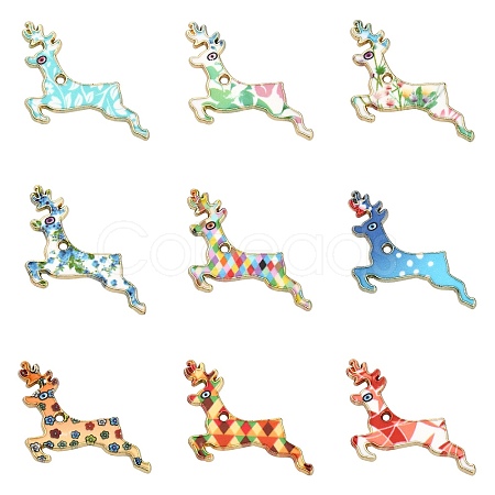 45Pcs 9 Colors Alloy Enamel Pendants ENAM-CJ0002-42-1