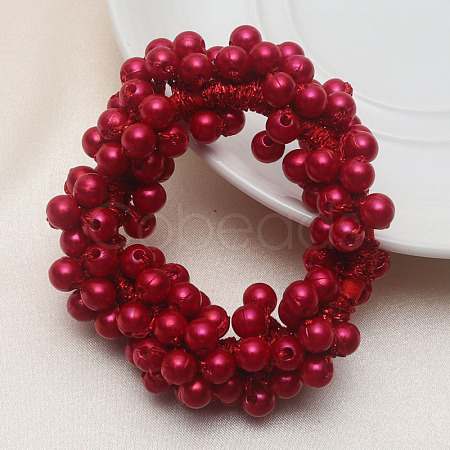 ABS Imitation Bead Wrapped Elastic Hair Accessories OHAR-PW0007-49G-1