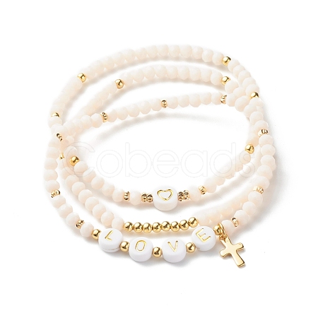 Glass Beads Stretch Bracelets Sets BJEW-JB06575-04-1
