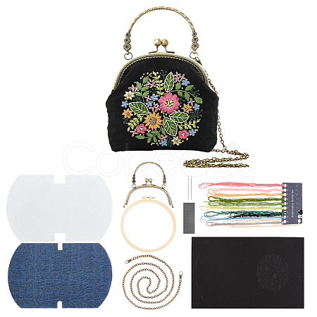 DIY Ethnic Style Flower Pattern Embroidery Crossbody Bags Kits DIY-WH0292-87A-1