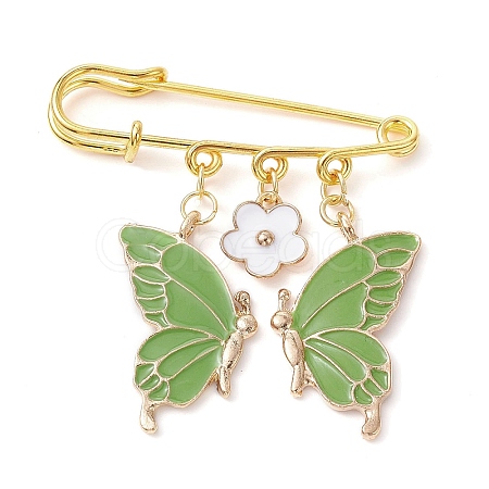 Butterfly & Flower Charm Alloy Enamel Brooches for Women JEWB-BR00144-03-1