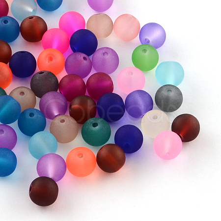 Transparent Frosted Glass Beads FGLA-R001-8mm-M-1