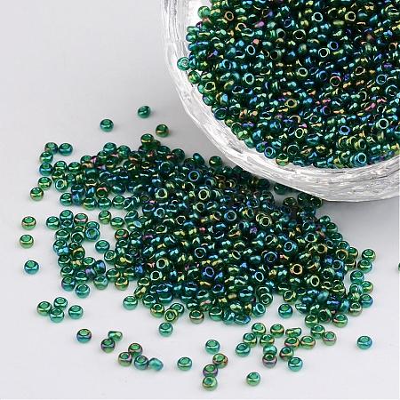 Sea Green 12/0 Grade A Round Glass Seed Beads X-SEED-Q010-F553-1