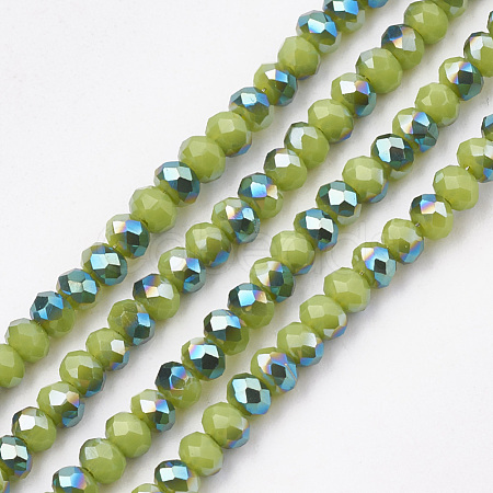 Electroplate Opaque Solid Color Crystal Glass Beads Strands EGLA-S171-01B-02-1