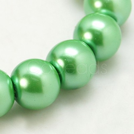 Pearlized Glass Pearl Round Beads Strands X-HY-10D-B64-1