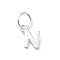 925 Sterling Silver Letter Charms, with Jump Rings and 925 Stamp, Silver Color Plated, Letter N, 7.5x6.5x0.8mm, Hole: 4mm