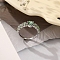 Alloy Rhinestone Plain Band Rings, Chrysolite, US Size 7(17.3mm)