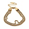 18k Gold-Plated Stainless Steel With Rhinestones Chain Bracelet for Women, Golden, 7x3/8x1/8 inch(17.8x0.95x0.3cm)