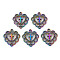 Alloy Pendants, Crosslet Heart Pendants, Cadmium Free & Nickel Free & Lead Free, Heart with Cross, Rainbow Color, 21.5x20x3mm, Hole: 1.4mm