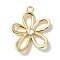 Brass Micro Pave Clear Cubic Zirconia Pendants, Flower, Real 18K Gold Plated, 17x14x2.8mm, Hole: 1.5mm