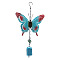 Iron Butterfly Pendant Decorations, Bell Tassel Wind Chime for Garden Outdoor Courtyard Balcony Hanging Decoration, Blue, 300x100mm