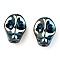 Electroplate Glass Beads Strands, Skull, Dark Cyan, 10x8x7.5mm, Hole: 1mm, about 65pcs/strand, 25.59''(65cm)