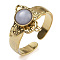 Synthetic Blue Lace Agate Finger Rings, Butterfly 304 Stainless Steel Open Cuff Rings, Real 18K Gold Plated, 13.5mm, Adjustable