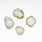 Natural Geode Agate Druzy Slice Pendants, Nuggets, with Brass Findings, Golden, 18~48x28~70x6~9mm, Hole: 2mm