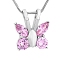 Stainless Steel Cremation Box Pet Memorial Pendant Necklaces, Butterfly Rhinestone Urn Ashes Pendants Necklaces for Women Men, Stainless Steel Color, Rose, 21.65 inch(55cm)