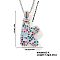 Brass Pave Colorful Cubic Zirconia Letter Pendant Box Chain Necklaces, Platinum, Letter K, 15.75 inch(40cm)