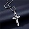 Titanium Steel Box Chain Necklaces, Hollow Cross Pendant Necklaces for Men