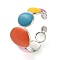 304 Stainless Steel Open Cuff Ring, Enamel Flat Round Ring for Women, Coral, Adjustable