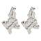 Non-Tarnish 304 Stainless Steel Ear Studs, Wrinkle, Stainless Steel Color, 37.5x26.5mm