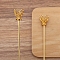 Flower Alloy Hair Stick Finding, Ancient Style Hanfu Accessories for Women, Golden, 120mm