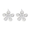 Brass Pave Clear Cubic Zirconia Stud Earring Findings, with Loop, Flower, Platinum, Tray: 1.8mm, 18x18mm, Hole: 1.2mm, Pin: 0.5mm