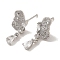 Brass Stud Earrings, Cubic Zirconia, Cadmium Free & Lead Free, Butterfly, Platinum, 21x7.5mm