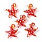 Handmade Lampwork Pendants, Bumpy, Starfish, Red, 28~34x27~30x7~8.5mm, Hole: 2~2.5mm