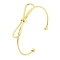 Brass Bowknot Cuff Bangles for Women, Real 18K Gold Plated, Inner Diameter: 2-3/8 inch(6cm),