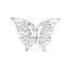 Iron Filigree Joiners, Etched Metal Embellishments, Butterfly, Platinum, 34x45.5x1.5mm