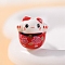 Handmade Cartoon Porcelain Beads, Cat Shape, Red, 17mm