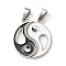 Alloy Enamel Split Pendants, Gossip/Yin Yang, White, Black, 29x25x2mm, Hole: 4x7mm, 2pc/set