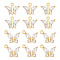 BENECREAT 12Pcs 2 Styles Brass with Clear Cubic Zirconia Charms, Butterfly Charms, Real 14K Gold Plated, 10.5~15.5x12.7~13x3.4mm, Hole: 1.2~1.5mm, 6pcs/style