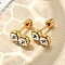 Ion Plating(IP) 304 Stainless Steel Stud Earrings, with Rhinestone, Real 14K Gold Plated, Double Flat Round, Crystal, 10x5mm