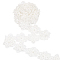 Organza Lace Trim with Resin Imitation Pearl Beads, for Garment Accessories, Flower, White, 2-3/8 inch(60mm)