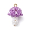 Handmade Glass Seed Beads, Loom Pattern, with Iron Loop, Mushroom Pendants, Medium Orchid, 25x17mm, Hole: 2.5mm