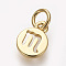 Brass Charms, Lead Free & Cadmium Free, Flat Round with Constellations, Golden, Scorpio, 9.5x7x1mm, Hole: 3mm