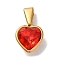 PVD Vacuum Plating 304 Stainless Steel Pendants, with Rhinestone, Heart, Golden, Siam, 12x10x6mm, Hole: 7x3.5mm