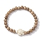 Beach Tortoise Synthetic Turquoise Bracelets, 6mm Wood Round Beaded Stretch Bracelets for Women, Floral White, Inner Diameter: 2-1/8 inch(5.38cm), Bead: 6mm