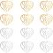 Unicraftale 12Pcs 2 Colors 201 Stainless Steel Filigree Charms, Heart with Wavy, Golden & Stainless Steel Color, 22x22x1mm, Hole: 1.4mm, 6pcs/color