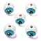 Printed Schima Wood European Beads, Round Eyeball, Dark Turquoise, 18.5x18mm, Hole: 4.5mm