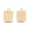 Brass Pendants, with Jump Rings, Cadmium Free & Nickel Free & Lead Free, Rectangle with Letter, Real 18K Gold Plated, Letter.J, 22.5x16x2mm, Jump Ring: 5x1mm, 3mm inner diameter