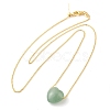 Natural Green Aventurine Heart Pendant Necklace with Golden Alloy Cable Chains NJEW-G116-01C-2