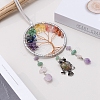 Natural & Synthetic Mixed Gemstone Tree of Life with Owl Hanging Ornaments TREE-PW0002-12-3