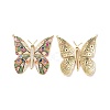 Butterfly Brass Micro Pave Colorful Cubic Zirconia Connector Charms KK-G435-03G-1