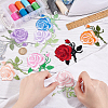 HOBBIESAY 9Pcs 9 Colors Rose Shape Computerized Embroidery Cloth Sew on/Iron on Patches PATC-HY0001-13-3